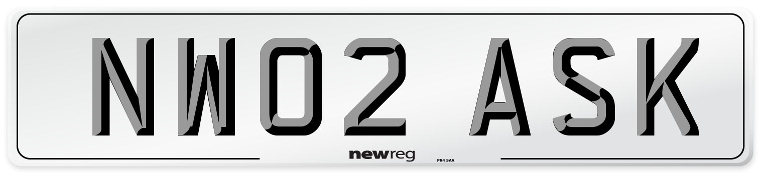 NW02 ASK Number Plate from New Reg